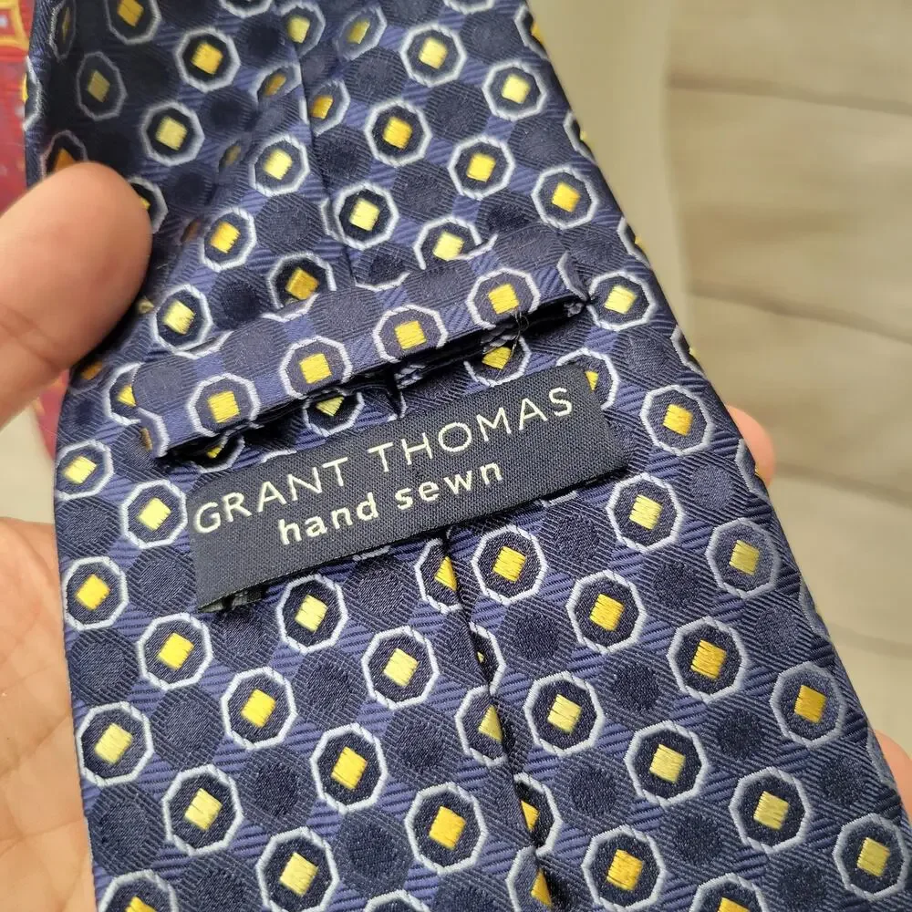Grant Thomas Lot of 2 Hand Sewn Neckties - Maroon & Navy